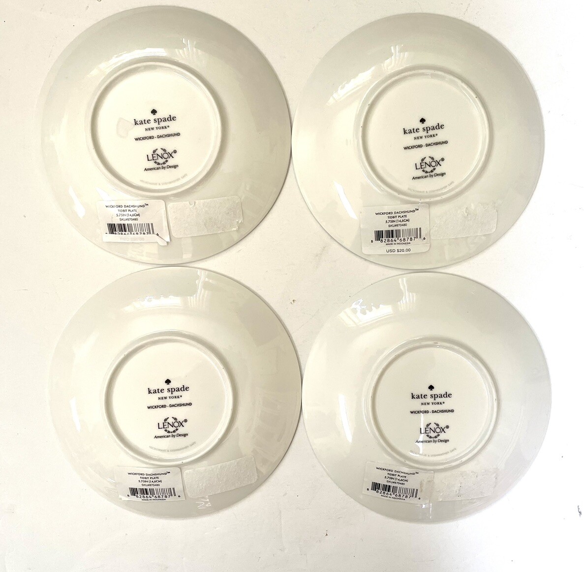 Kate Spade Wickford Dachshund Dog Tidbit Plates - Set of 4 | eBay
