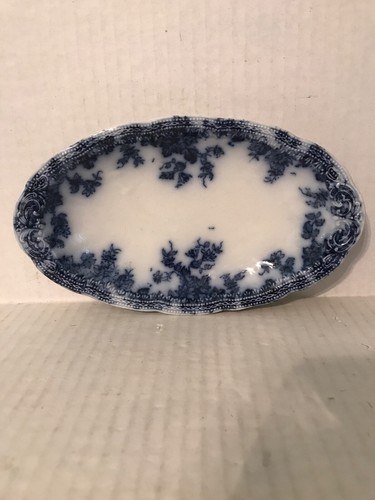 VINTAGE NEW WHARF POTTERY EDCAR FLOW BLUE SEMI PORCELAIN GRAVY BOAT & UNDERPLATE - Picture 8 of 12