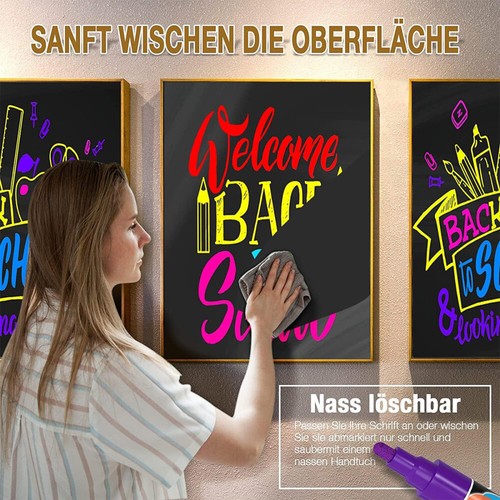 12er Set Kreidestift Flüssigkreide Kreidemarker abwischbar Tafel Fenster Marker - Bild 13 von 14