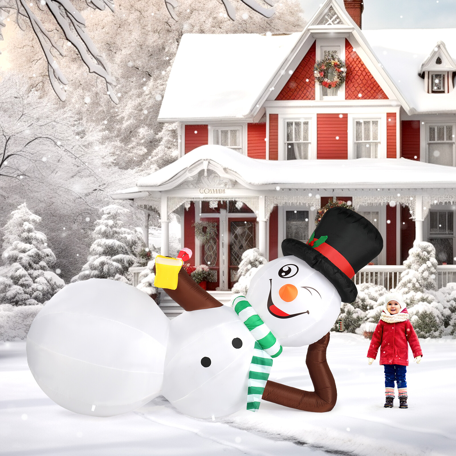 10FT Christmas Inflatable Snowman LED Lights Blow-up for Holiday Yard Lawn Décor