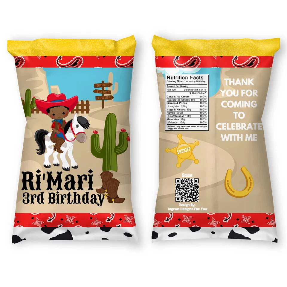 棕色皮肤牛仔芯片袋派对礼品 — 第 2/2 张图片