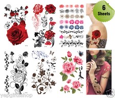 Supperb  6-pack Mix Flower Temporary Tattoos