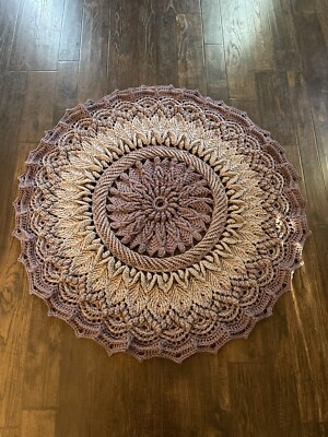 Round Handmade Cotton Rug - Crochet Area Rug - Natural Fiber - Made in USA