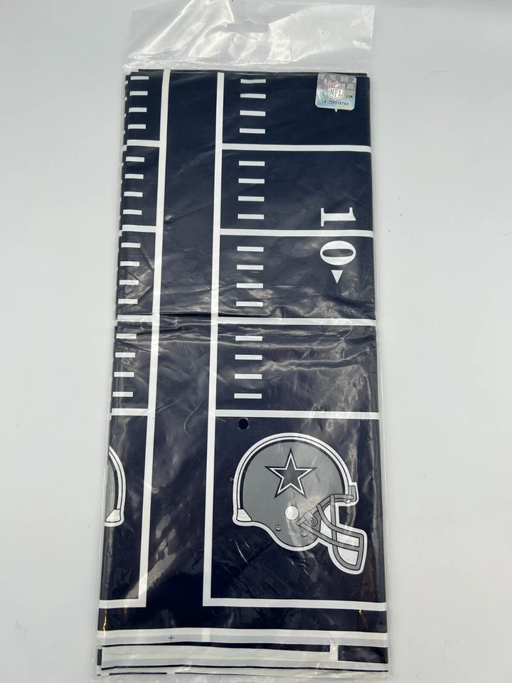 Amscan Dallas Cowboys Plastic Table Cover 54" x 96" Blue Football Field - Image 4 of 4