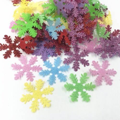 200pcs Mixed Colors Sequins snowflake Felt Appliques Cardmaking crafts 40mm - Picture 1 of 3