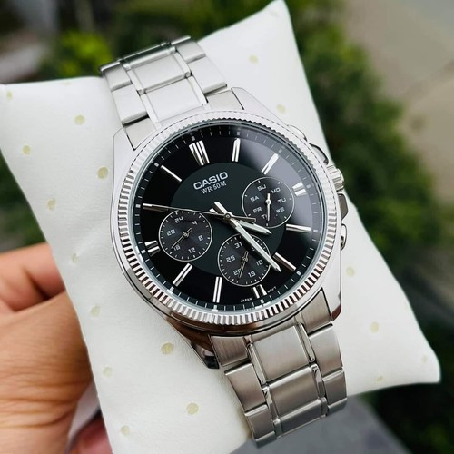Reloj Hombre Casio MTP-1375D-1A Negro Analógico Acero Inoxidable 3 Subesferas Cuarzo - Imagen 6 de 9