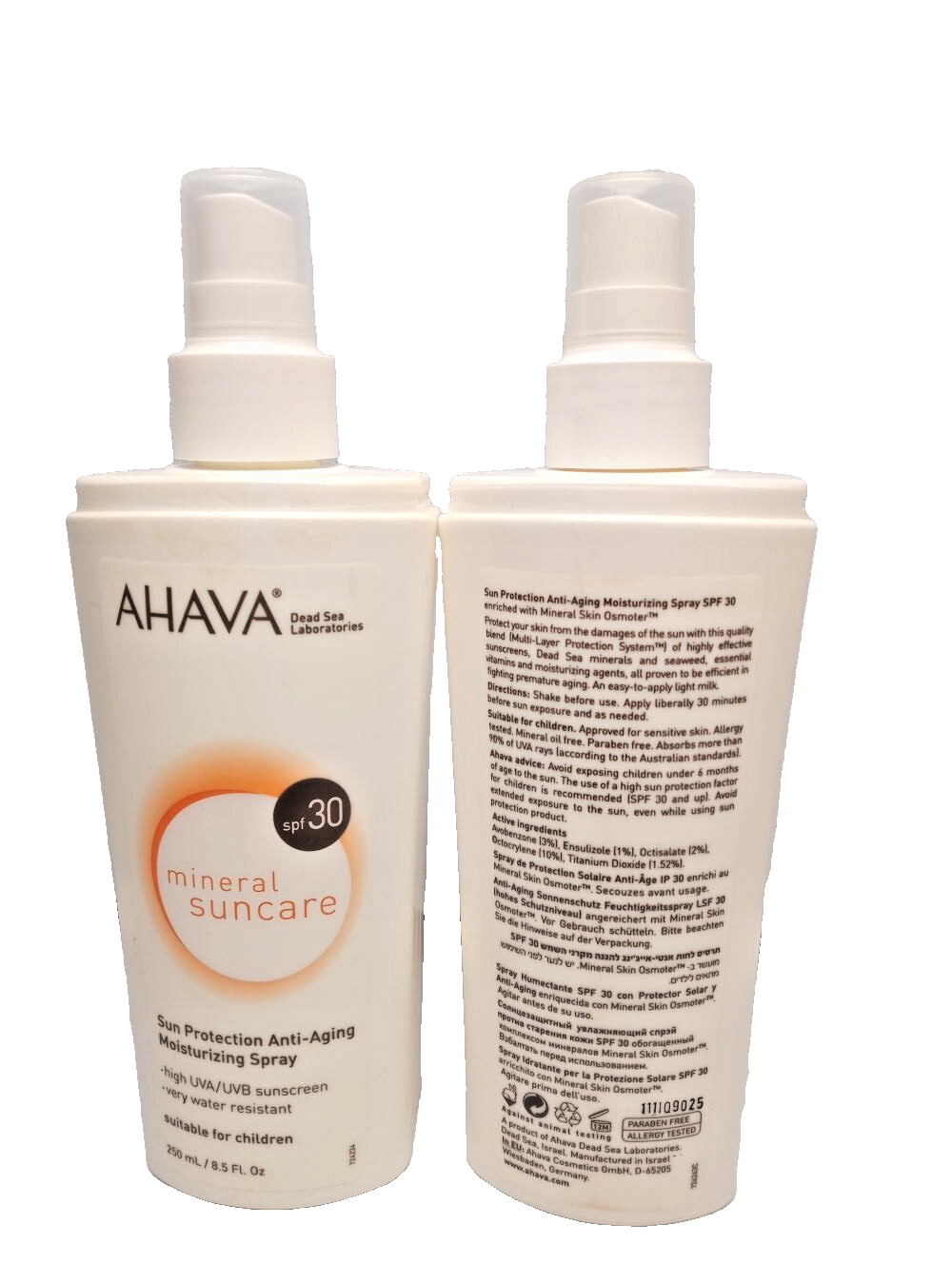 Ahava MINERAL Sun Protection Anti-Aging Moisturizing Spray SPF30 8.5 oz ...
