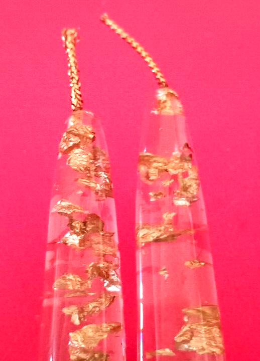 *LOT OF 2 VINTAGE 10" TALL MIDCENTURY CLEAR LUCITE TAPER CANDLES W