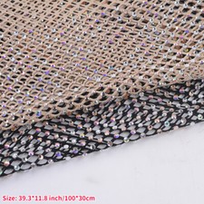 30 100CM AB Crystal Rhinestone Beaded Mesh Net Fabric Stretch Glitter Shiny