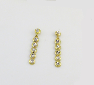 SCHÖNE DIAMANTSCHLIFF OHRHÄNGER 14K BICOLOR GOLD NEU IM KARTON # J340