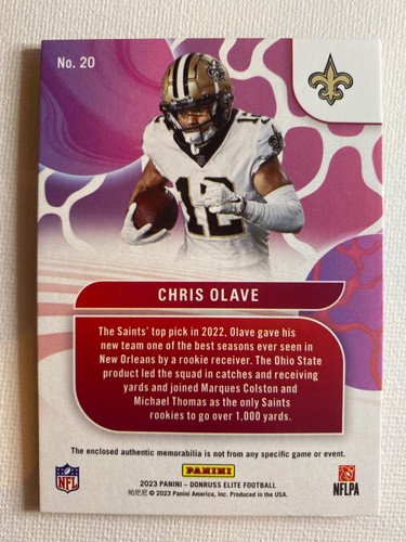 2023 Panini Donruss Elite #20 CHRIS OLAVE Moxie Aufnäher #/375 SAINTS - Bild 2 von 2