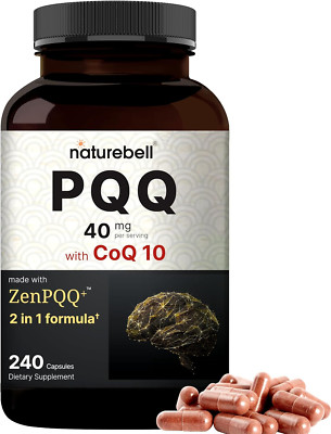 NatureBell PQQ 40mg with CoQ10, 240 Capsules, Pyrroloquinoline Quinone, ZenPQQ