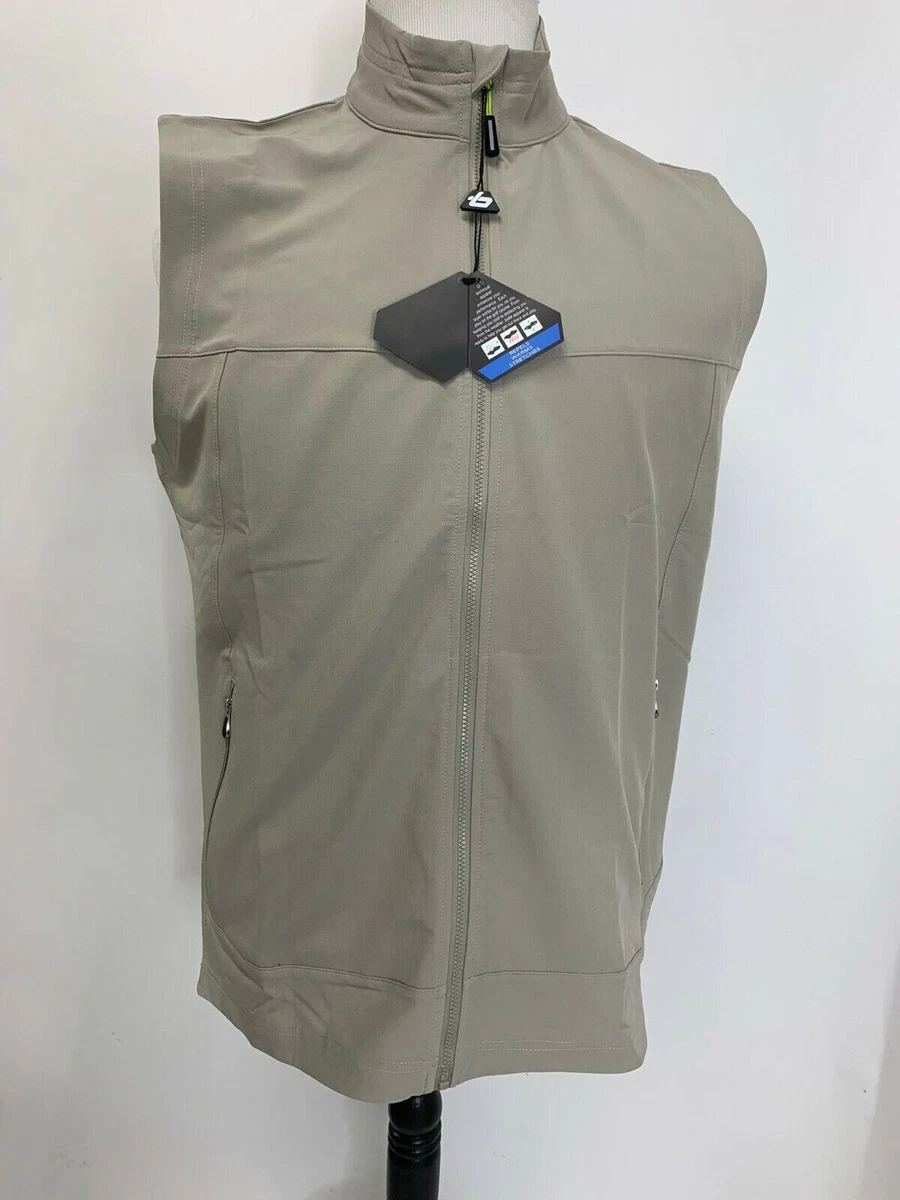 Bolle Mens Golf Storm Zip Up Vest Stretch Pockets Tan Large NWT