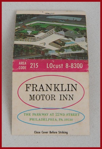 Philadelphia, Pennsylvania Franklin Motor Inn Vintage Matchbook Cover FREE SHIP - Picture 4 of 5