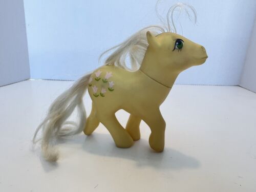 Vintage My Little Pony G1 Posey Earth Pony Year 3 Yellow Pink Tulips 1984 EUC