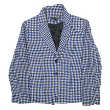 Kasper & Company Womens Blazer Jacket Blue Check M