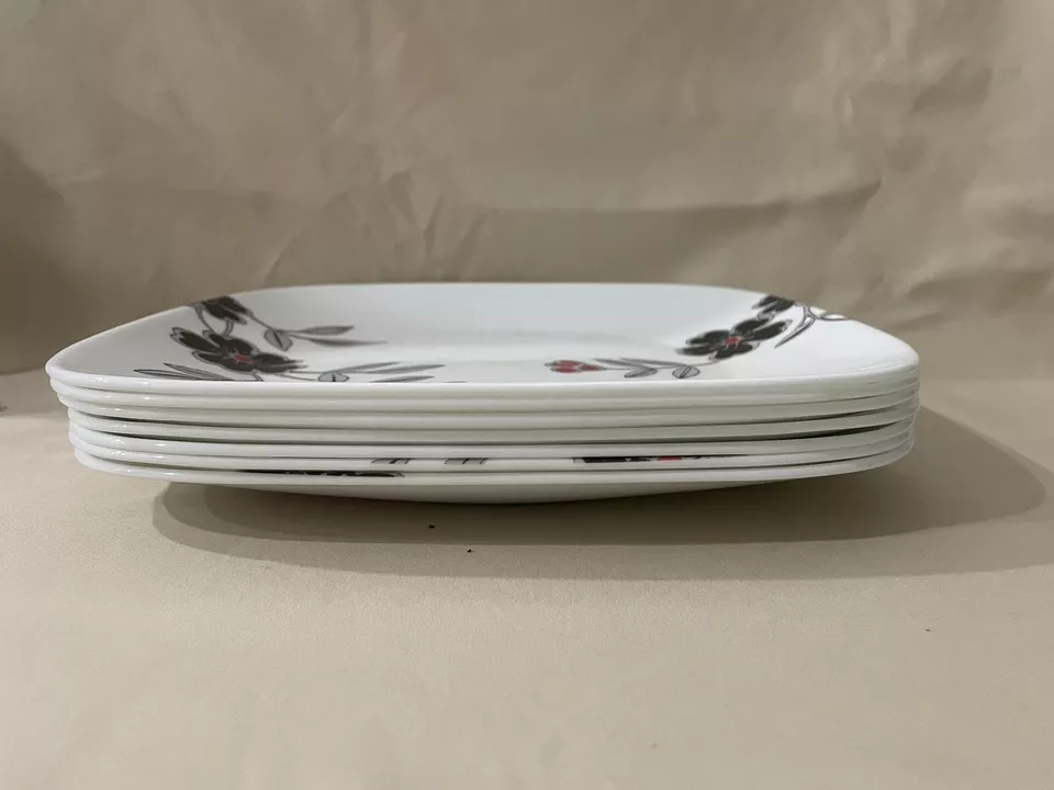 New 7 Corelle Square Plates Mandarin Flower Dinner Plates 10.5” X 10.5”. (A1369) - Image 2 of 3