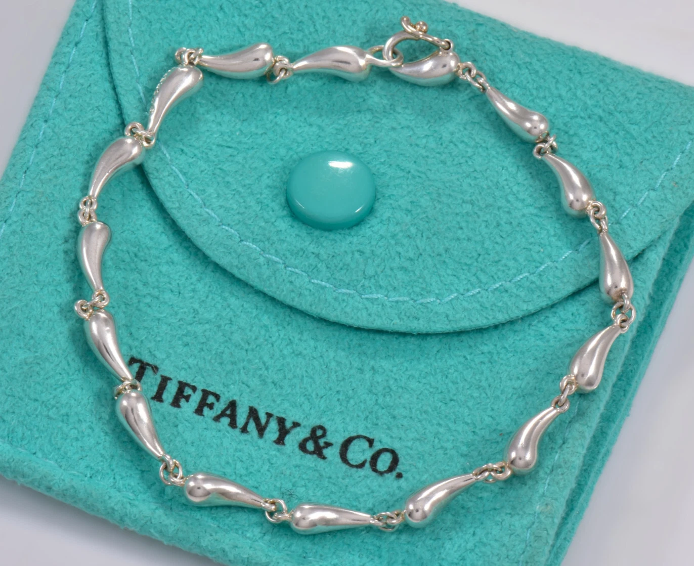 Vintage Tiffany & Co Sterling Silver Elsa Peretti Teardrop Link 7.3" Bracelet