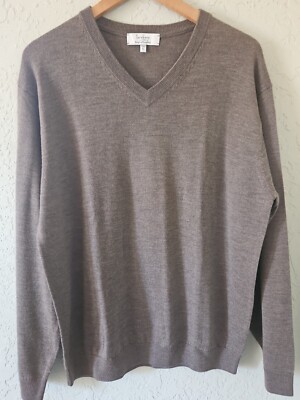Pull Homme TURNBURY En Laine Mérinos Extra Fine, Marron, Col V, Manches Longues, Taille L