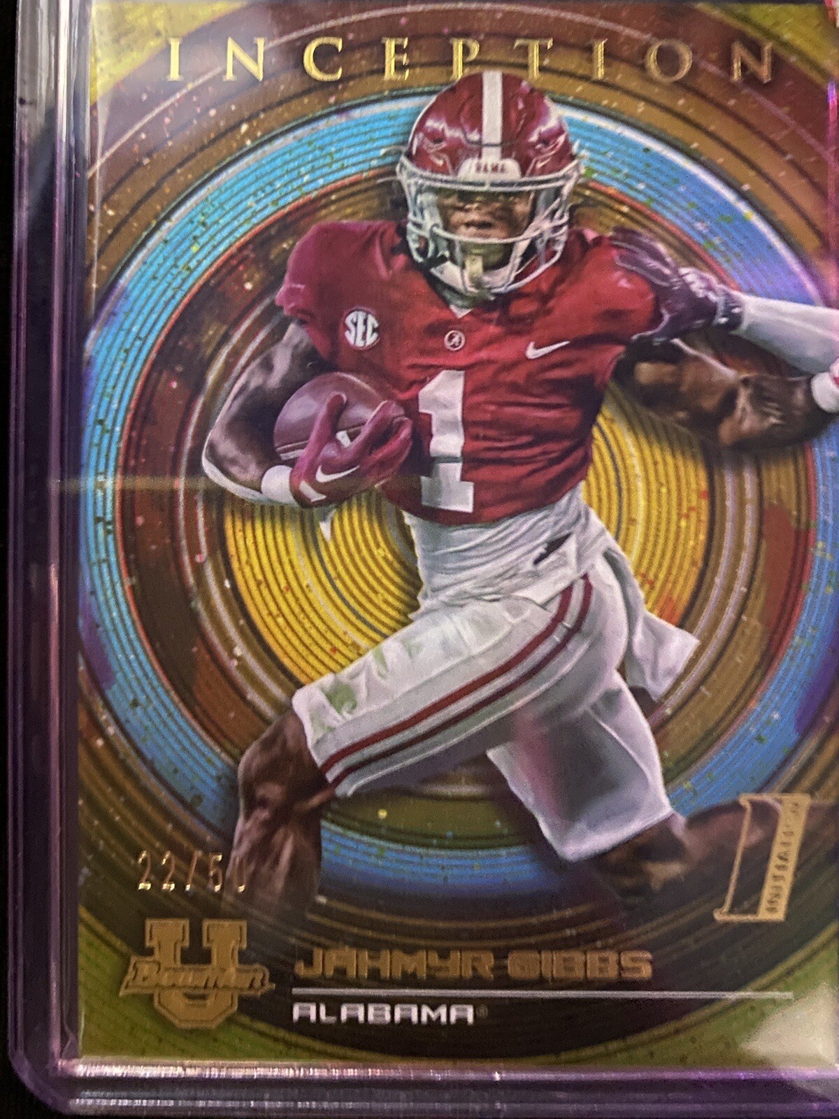 2022-23 Bowman University Inception Jahmyr Gibbs #7 Gold Foil 22/50 Lions