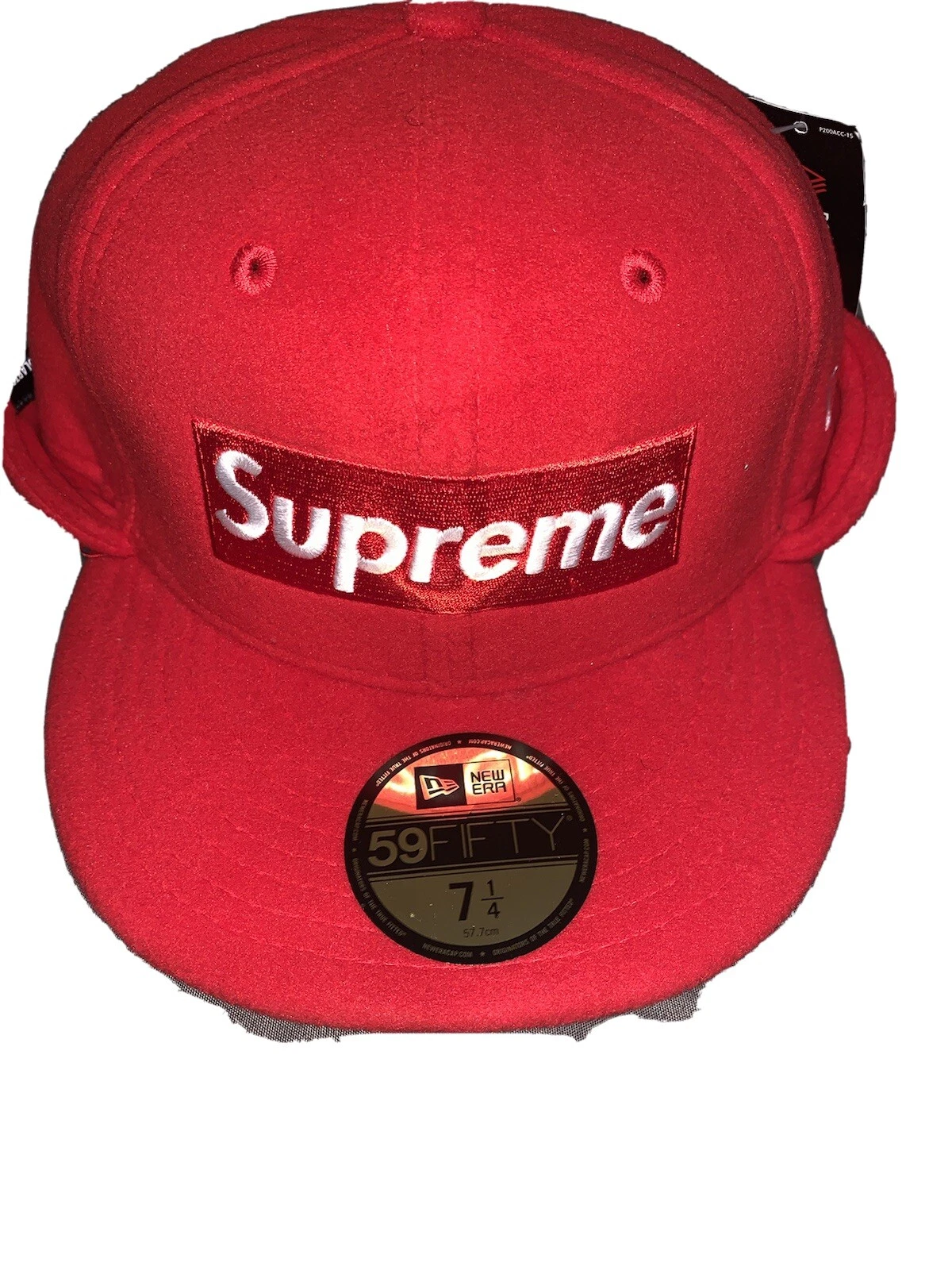 Supreme Polartec Ear Flap New Era Cap Hat Red 7 1/4 FW17 *IN HAND* NEW Boxlogo