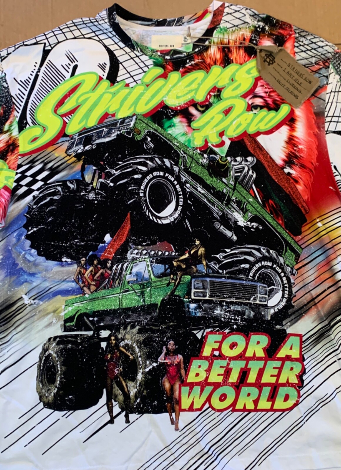 FILA T shirt uomo Strivers Row Vibrant multicolore 2 lati manica corta nuova con etichetta taglia 2XL