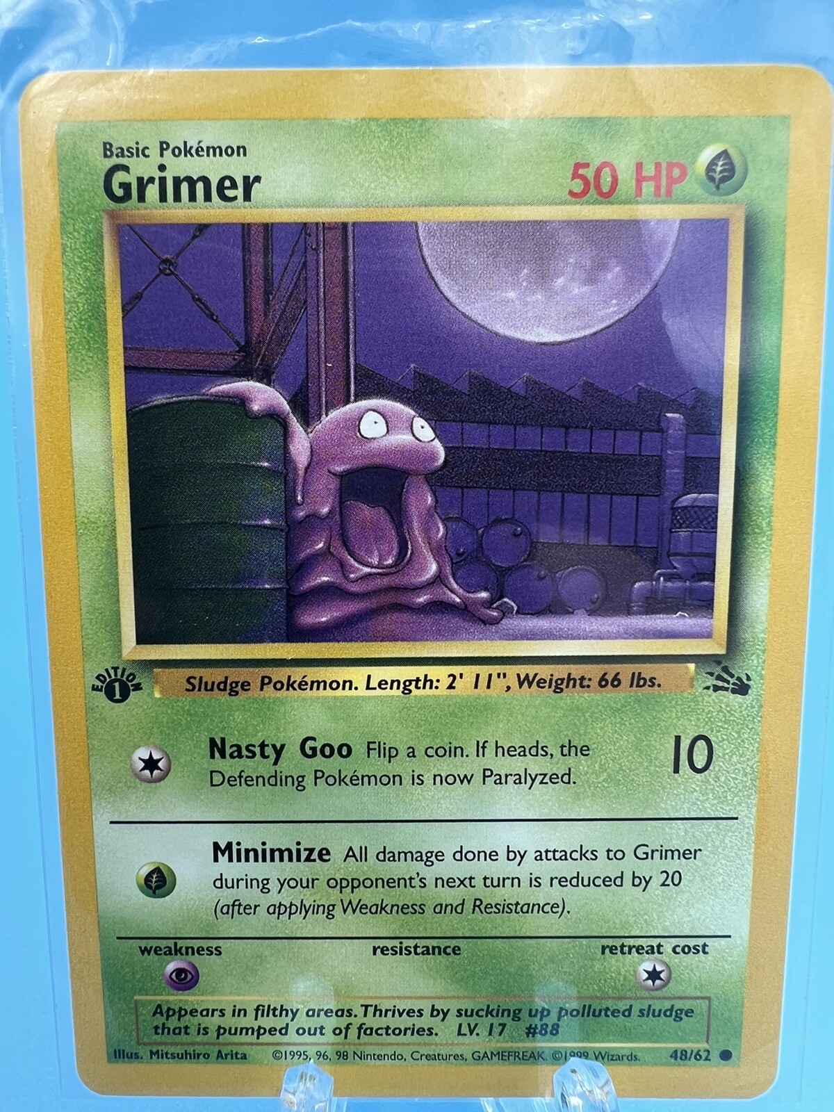 Pokémon Card Grimer Fossil 48/62 1st Edition Common WOTC Vintage NM (1)