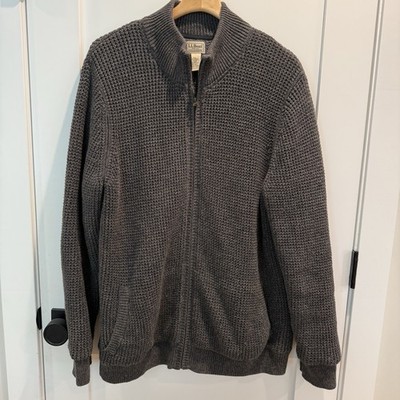 VTG LL Bean Organic Cotton Full Zip Cardigan SWT Heavy Gray Outdoor Heritage XLT