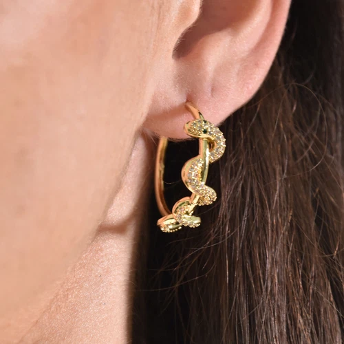 Culturesse Celestina Serpent Hoop Earrings - Picture 6 of 7
