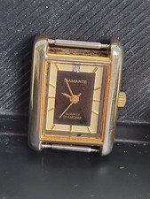 Diamante Quartz Ladies Watch Gold Tone Diamond Accent Rectangular Case S1