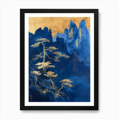 Chinesische Berge 83 Kunstdruck gerahmt Wandbild Poster Leinwanddruck Bild