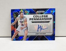 JOEY HAUSER 2023 Prizm Draft College Penmanship BLUE ICE ~ Michigan St AUTO /75