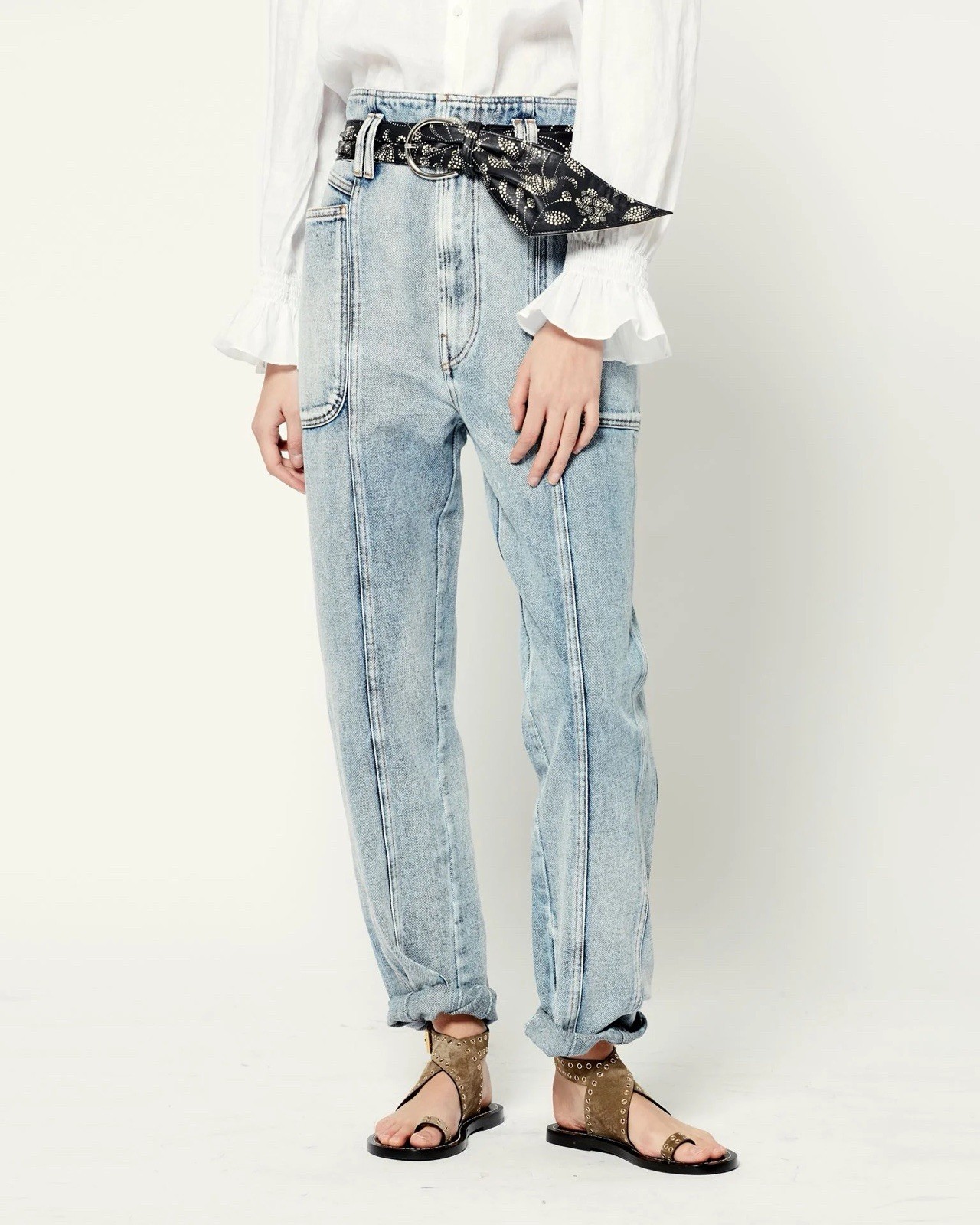 ISABEL MARANT - Tess high-rise tapered jeans Sz 38 US 6, Faded Denim image 2