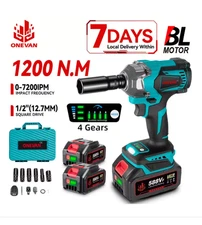 ONEVAN 1200Nm Brushless 1/2" Cordless Impact Wrench Drill Tool-With Battery