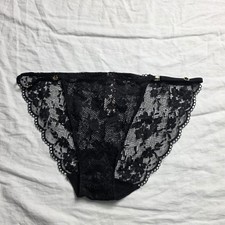 Victoria's Secret bikini panty underwear black large netted