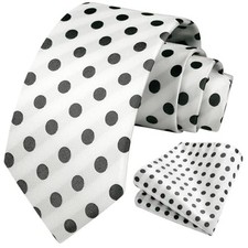 Polka Dot Ties for Men Classic 8.5cm / 3.4 inches in Width C-white  Black 1