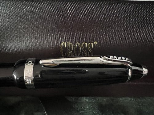 CROSS Townsend Fountain Pen Black Lacquer Cartridge Writes With Box