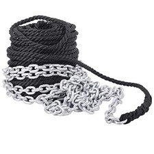 3/8IN X 100FT 3 Strand Twisted Nylon Anchor Rope with Chain Black Anchor