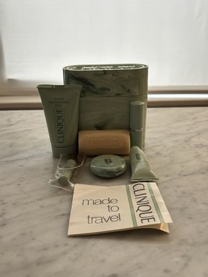 Clinique 6 Piece Travel Size Set Includes Facial Soap Mild And Green Marble Case