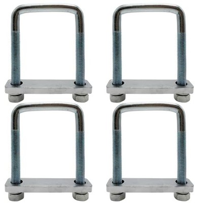 4 Pack Square U-Bolt for Trailer- Fits 3 Fits Up To 3 Inch Wide Leaf Springs