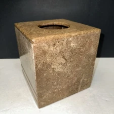 Waterstone Marble Boutique Tissue Box Mocha Marble  6” X 6” X 6”