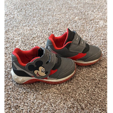 Disney Mickey Mouse Unisex Kids' Athletic Sneakers Gray Red Hook Loop