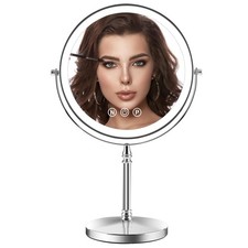 9" Large Lighted Makeup Mirror, 1X/10X Magnifying Makeup Mirror with 3 Colors...