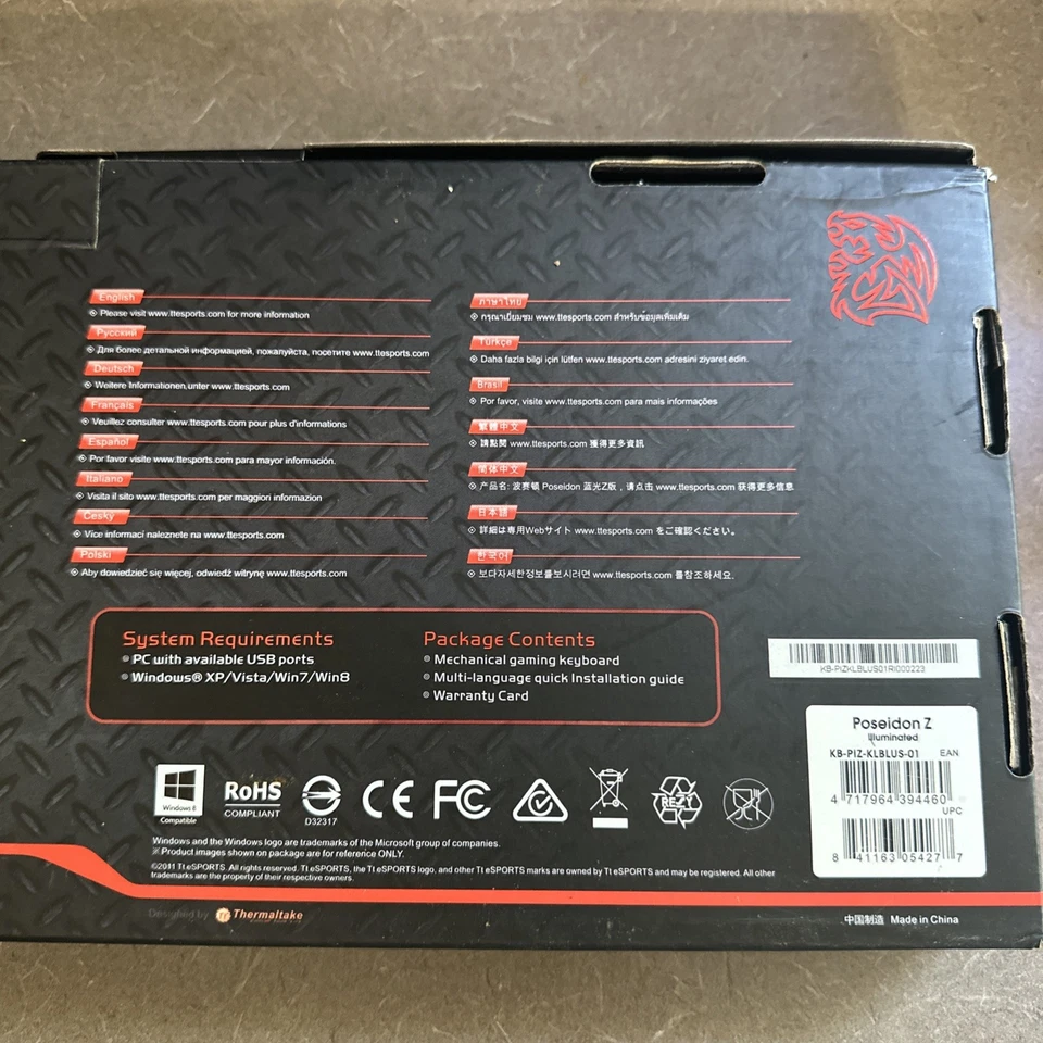 Teclado Iluminado Interruptor Azul Tt eSPORTS Poseidon Z (KB-PIZ-KBLLUS-01) Foto 4 de 4
