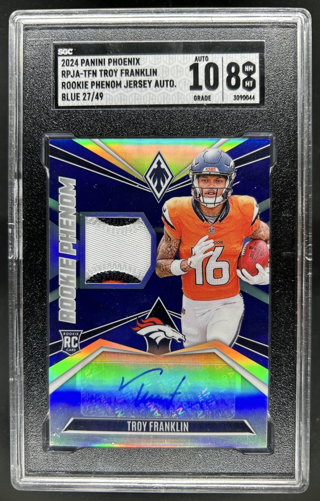 Troy Franklin Panini Phoenix Rookie Phenoms Jersey Autographs #RPJATFN Blue