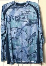 Pelagic VaporTek  Open Seas Blue Long Sleeve Shirt XL  Game Fish