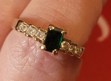 14k gold ring size 8 Emerald and Diamond with...