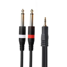 1/8-inch TRS (Stereo) to Dual 1/4-inch TS (Mono) Breakout Cable (10ft)