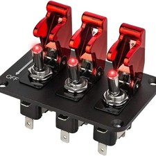 Toggle Switch Panel, Universal Car 12V Racing Ignition Switch 3 Group Toggle Red