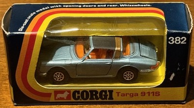 Vintage Corgi 382 Porsche Targa 911S Whizzwheels Diecast Car w/ Original Box